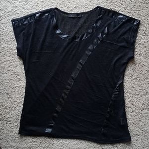 Solitaire black top with satin trim and detail